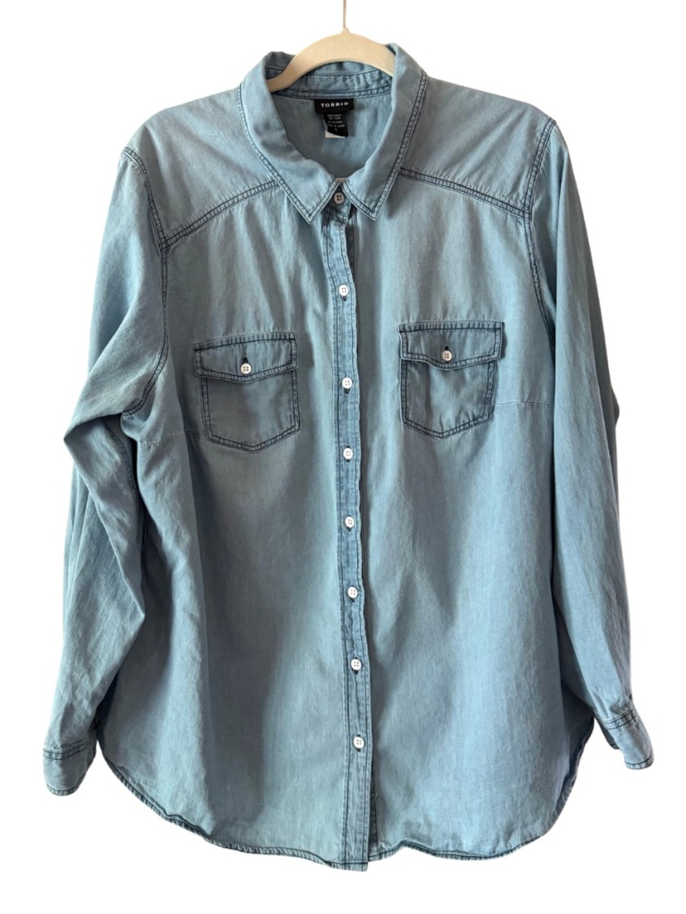 Torrid Light Denim Chambray Button Down Shirt